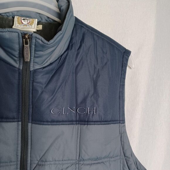 Cinch Vest Mens XL Blue Gray Quilted Puffer Fleece Lined Zip Western Outerwear - Picture 8 of 16